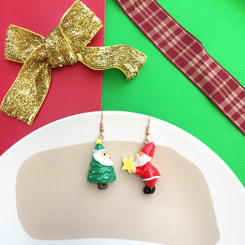 Wholesale Christmas asymmetrical clip earrings