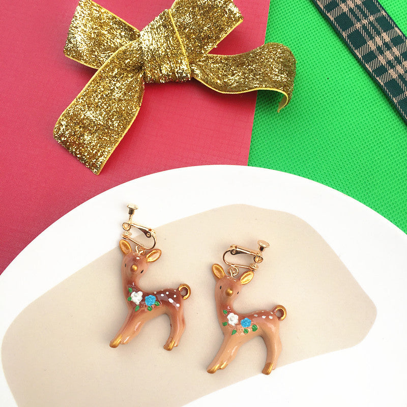Wholesale Christmas asymmetrical clip earrings