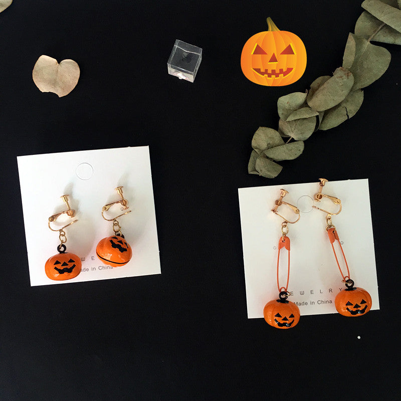 Wholesale Halloween Creative earrings funny pumpkin bell earrings