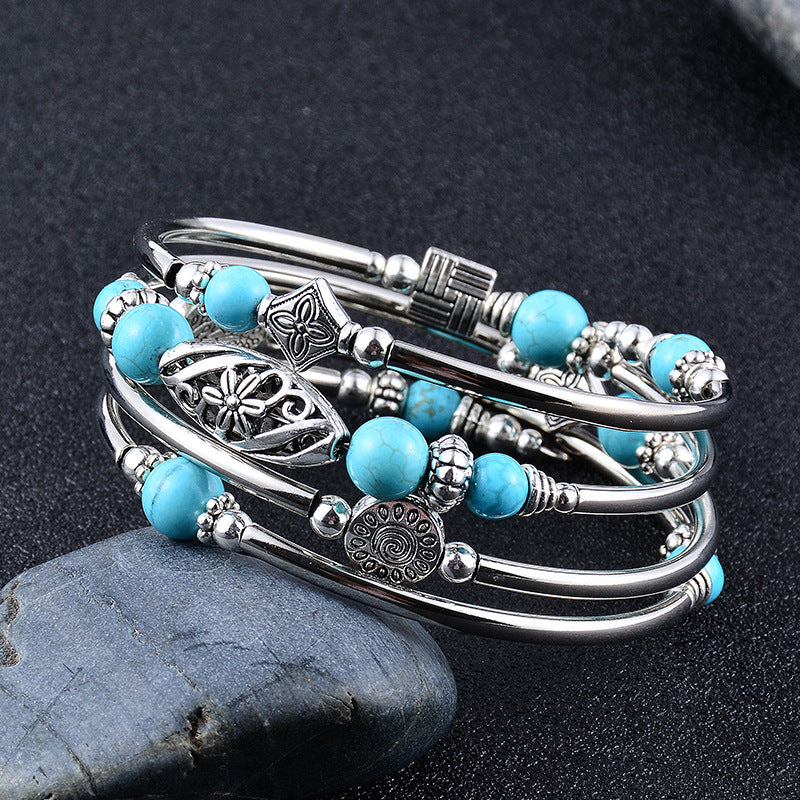 Wholesale Natural Turquoise Wrap Bracelet ACC-BT-Duoy005