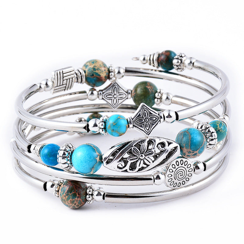 Wholesale Natural Turquoise Wrap Bracelet ACC-BT-Duoy005