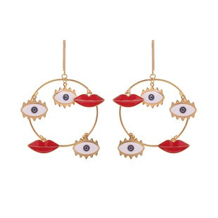 Wholesale Retro Simple Alloy Evil Eye Fatima Palm Earrings Vintage ACC-ES-Huil001