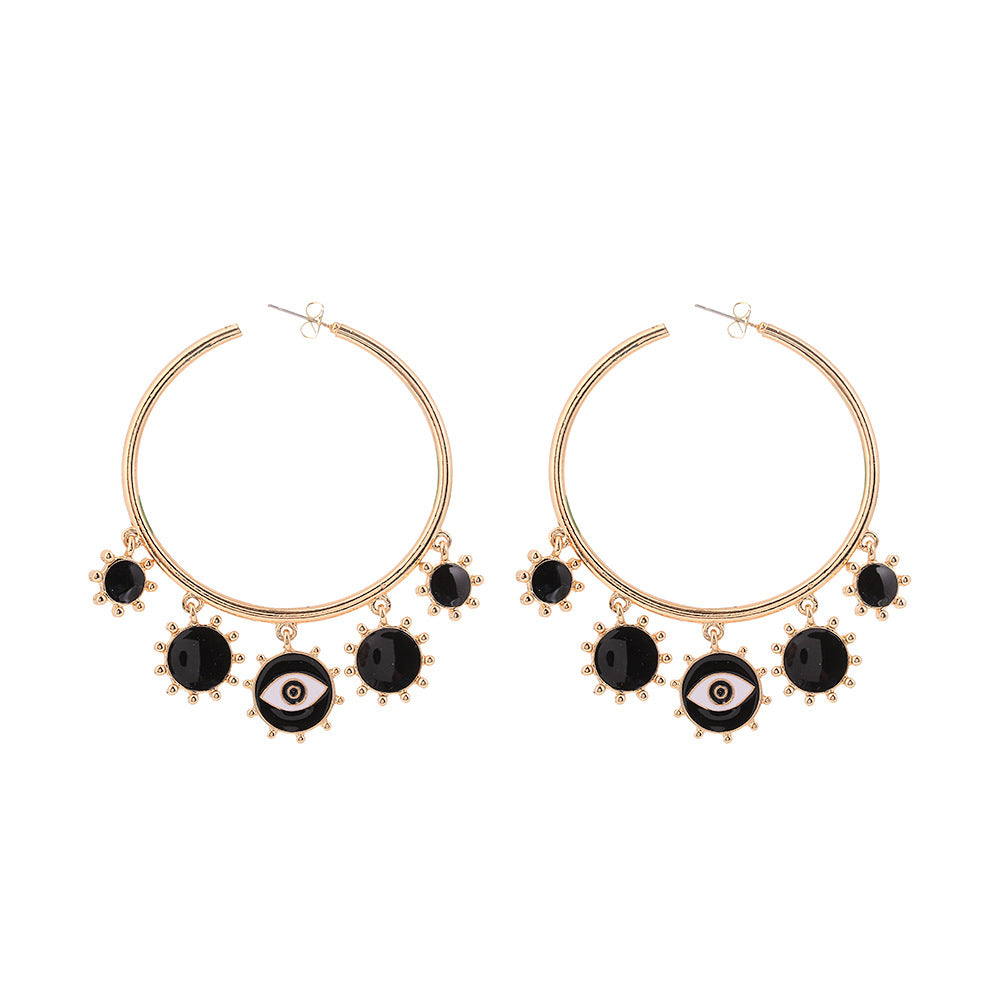 Wholesale Alloy Dripping Oil Devil Eye Eye Earrings Ear Studs ACC-ES-Huil007