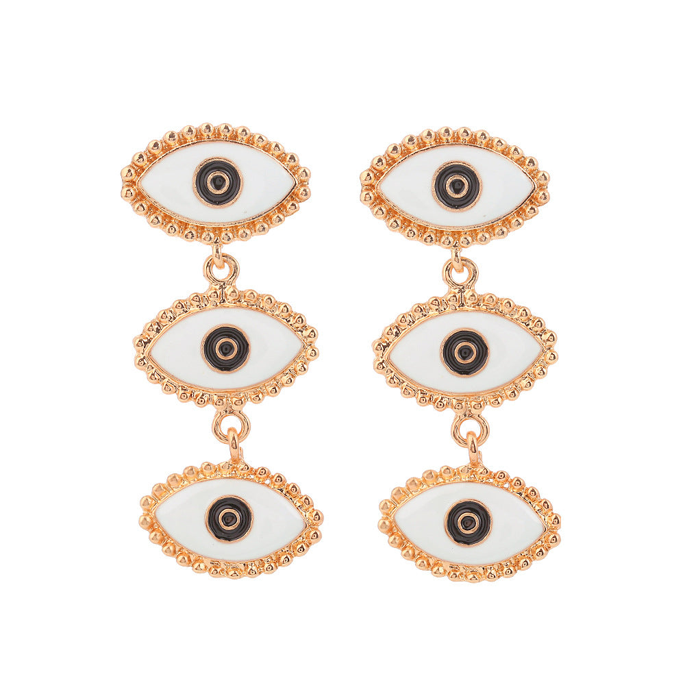 Wholesale Vintage White Oil Dripping Devil Eye Eye Earrings ACC-ES-Huil006