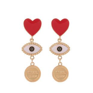 Wholesale Retro Simple Alloy Evil Eye Fatima Palm Earrings Vintage ACC-ES-Huil001