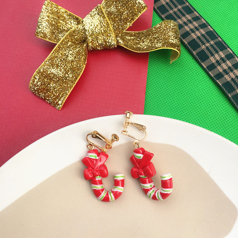 Wholesale Christmas asymmetrical clip earrings