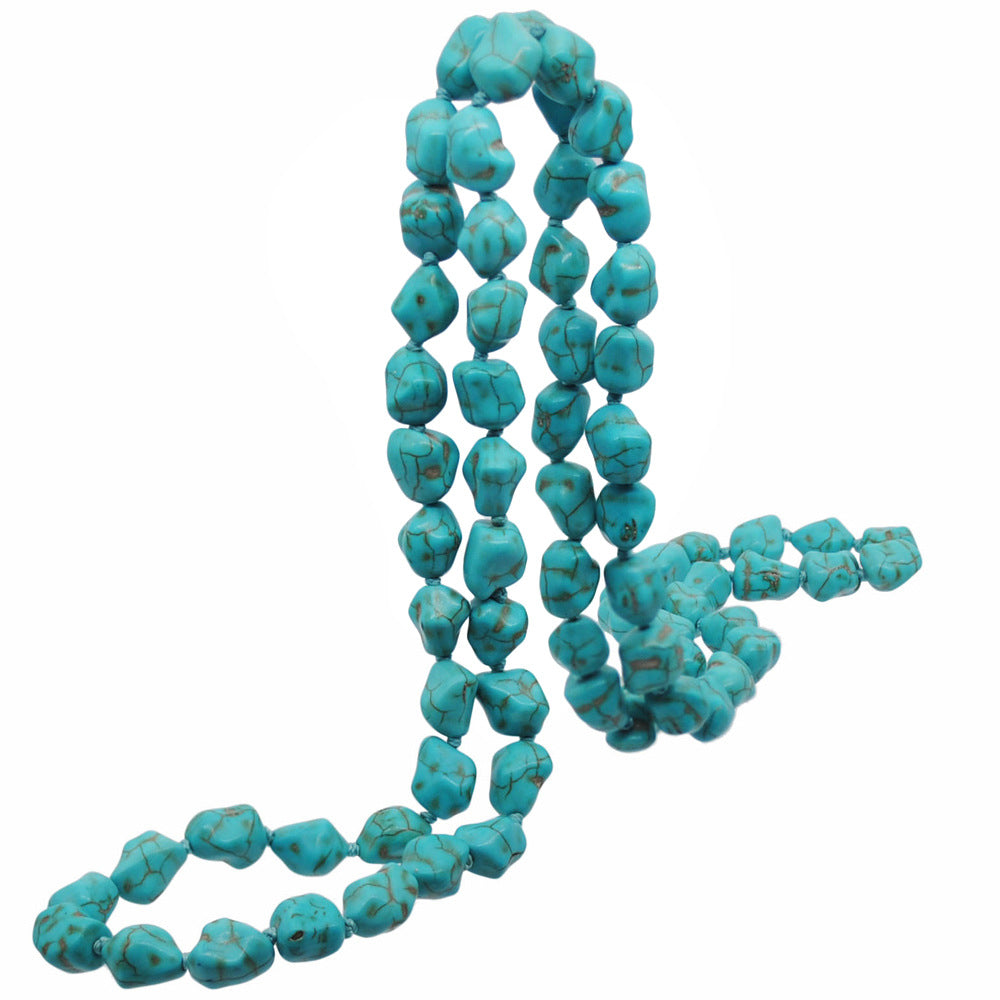 Wholesale Vintage Irregular Turquoise Beaded Necklace Set
