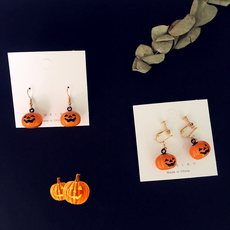 Wholesale Halloween Creative earrings funny pumpkin bell earrings