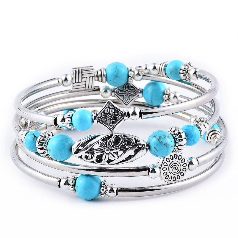 Wholesale Natural Turquoise Wrap Bracelet ACC-BT-Duoy005
