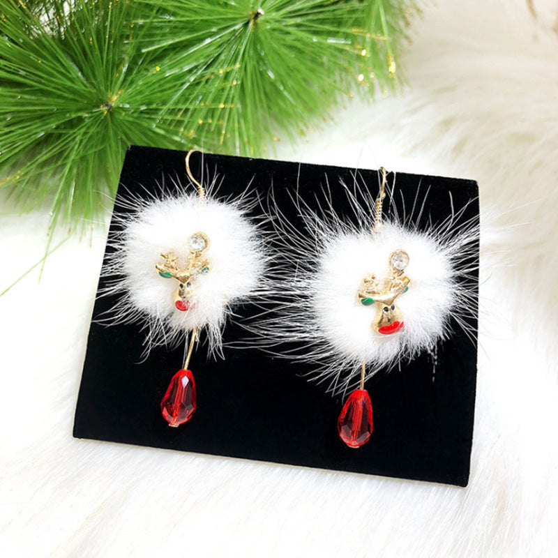 Wholesale  plum blossom deer red Christmas earrings