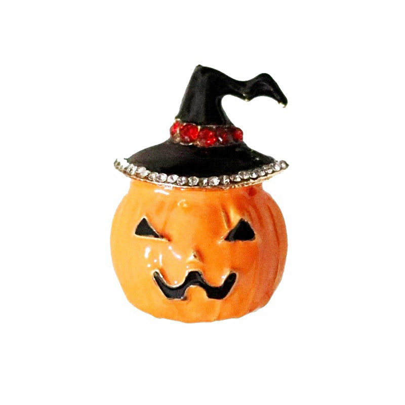 Wholesale Christmas  Creative Alloy Oil Dropping Pumpkin Diamond Brooch