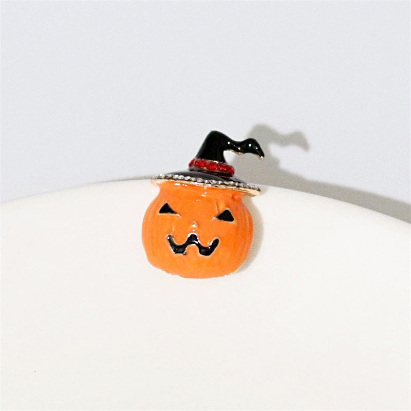 Wholesale Christmas  Creative Alloy Oil Dropping Pumpkin Diamond Brooch