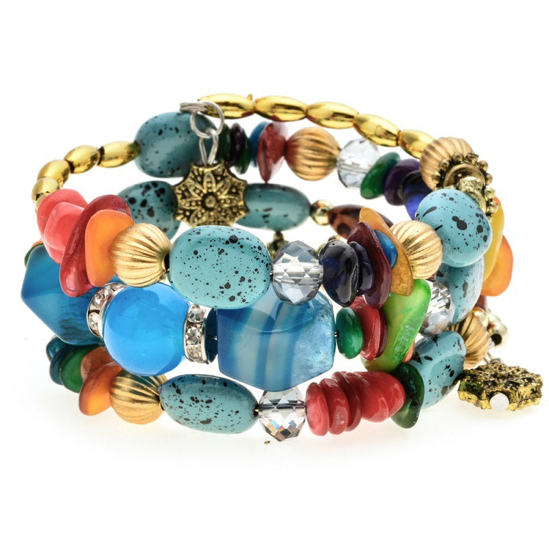 Wholesale Colorful Natural Stone Turquoise Beaded Bracelet for Women Multi-layered Bracelet ACC-BT-Zheq005