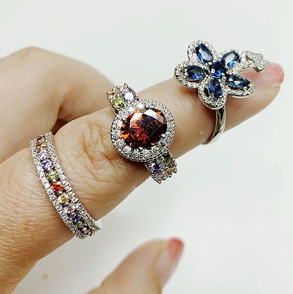 Wholesale Retro Exaggerated Gemstone Zircon Ring Fashion Accessory Boutique Resale Jewelry