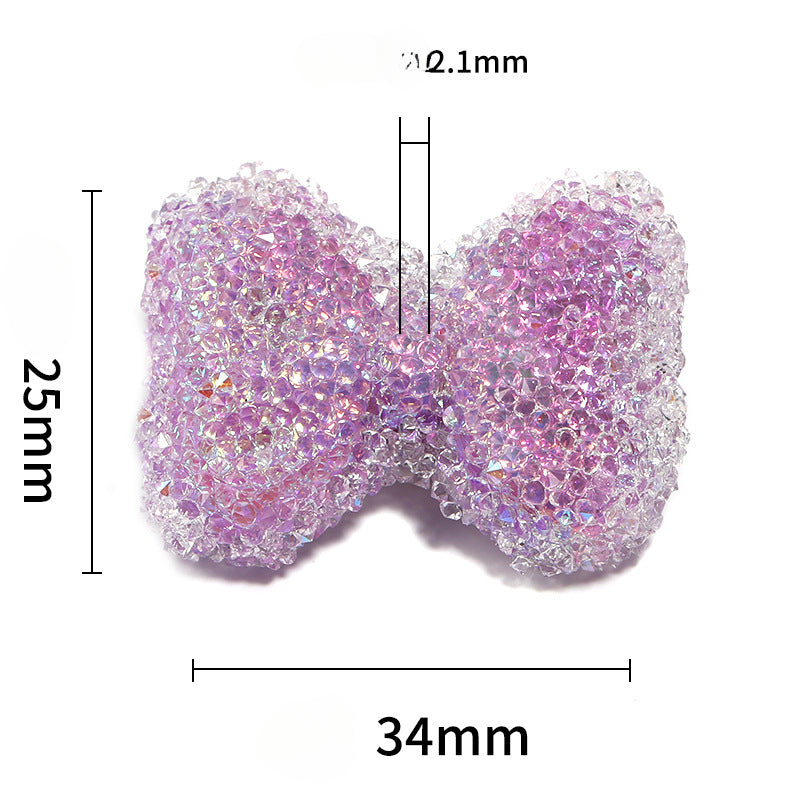 Wholesale 5pcs Rhinestone Bow Soft Sugar Beads Full of Diamond Beads DIY Accessories ACC-BDS-BLG035