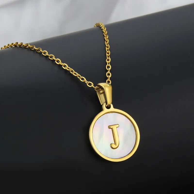 Wholesale Titanium Steel Necklace Round Shell Letter Necklace ACC-NE-BaiTian005