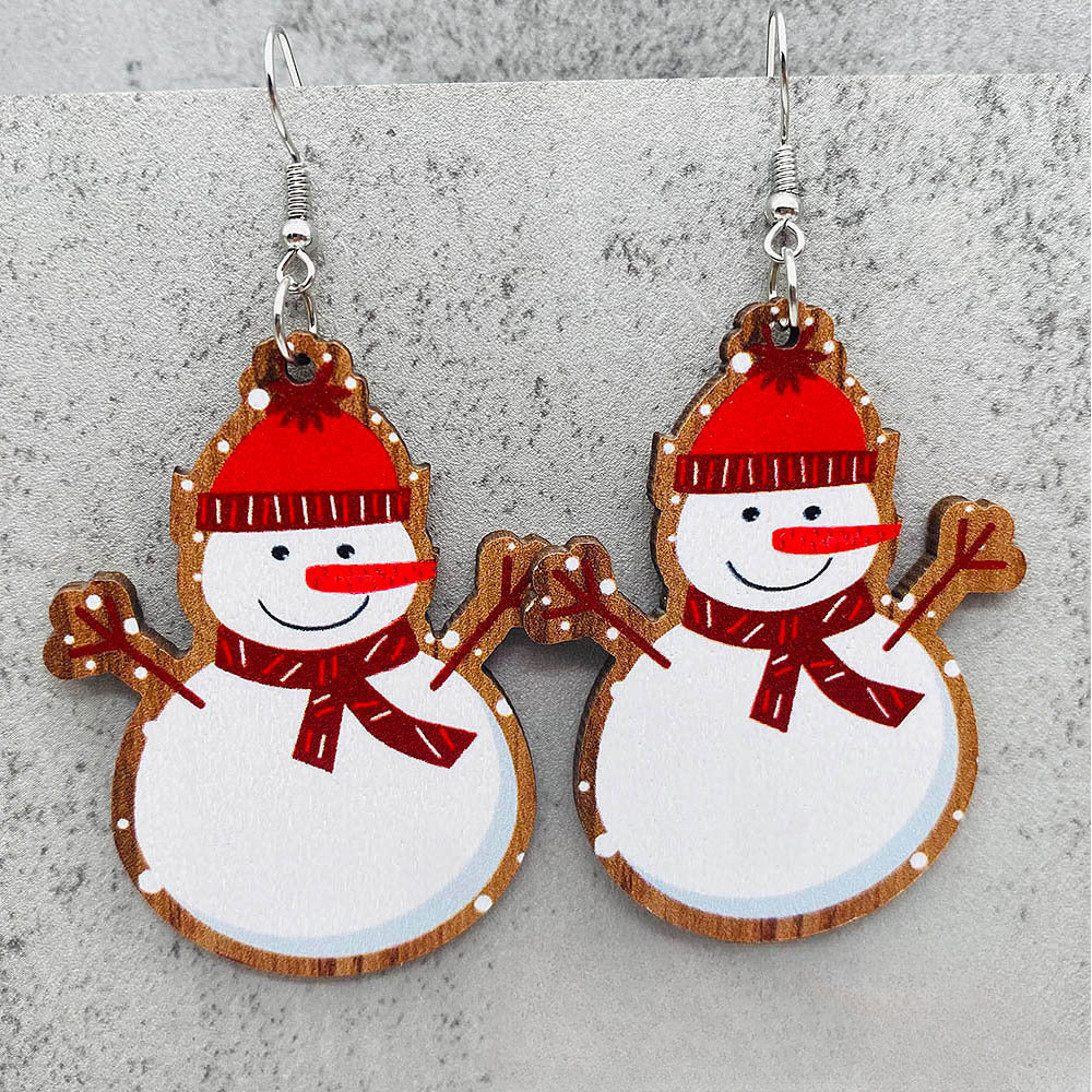 Wholesale Christmas Bell Santa Claus Wood Earrings ACC-ES-PuCi004
