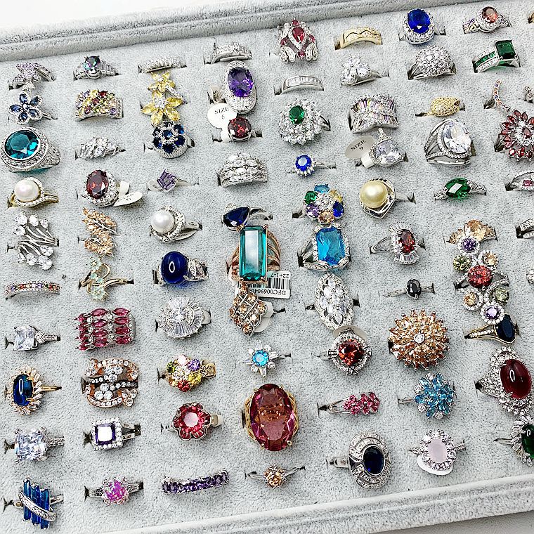 Wholesale Retro Exaggerated Gemstone Zircon Ring Fashion Accessory Boutique Resale Jewelry