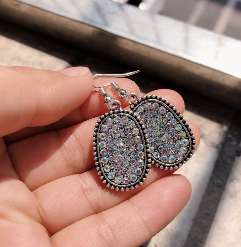 Wholesale  colorful star earrings plated 925 retro full diamond earrings