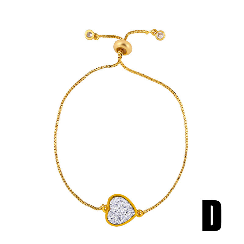 Wholesale Diamond-encrusted cubic zirconia heart and cross crown bracelet