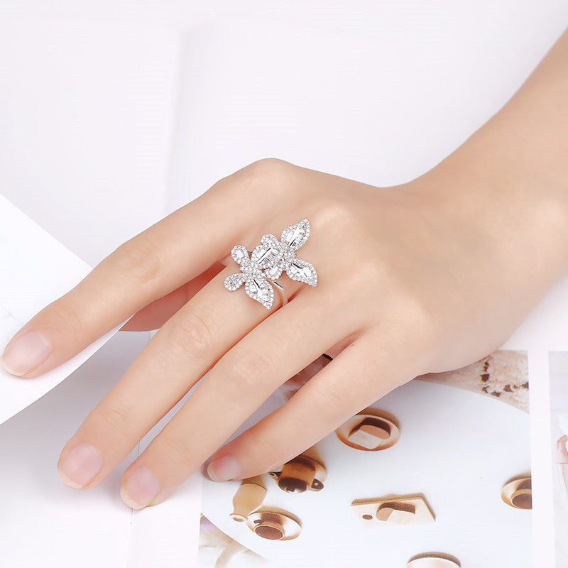 Wholesale full diamond bow ring