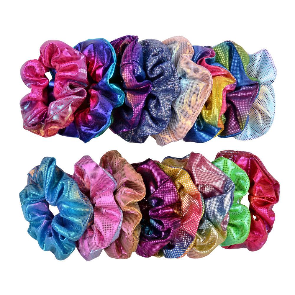 Wholesale 12pcs 16-color Hot Stamping Two-color Gradient Laser Fabric Hair Scrunchies ACC-HS-YaLun003