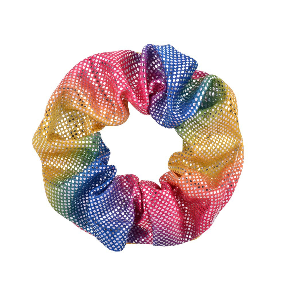 Wholesale 12pcs 16-color Hot Stamping Two-color Gradient Laser Fabric Hair Scrunchies ACC-HS-YaLun003