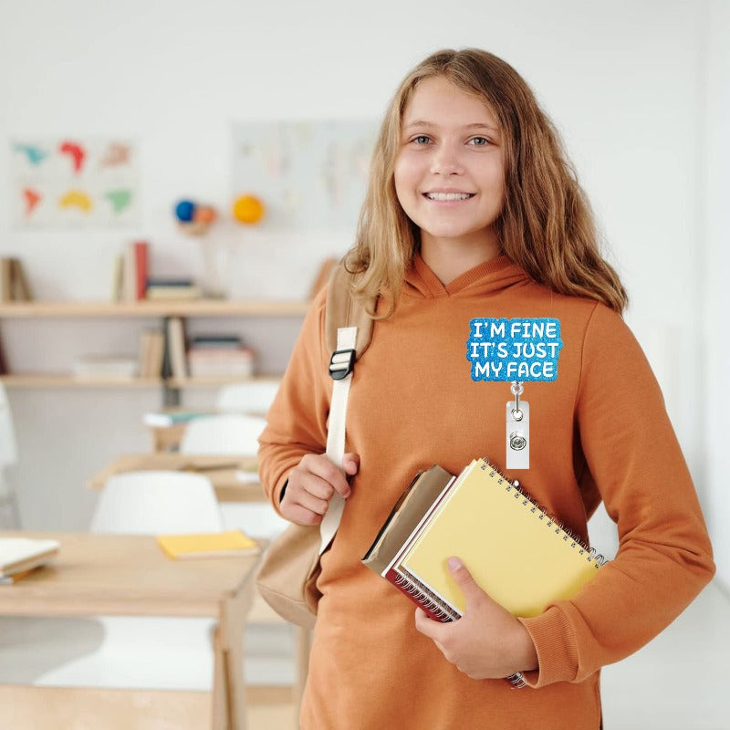 Wholesale Acrylic Glitter Letters Retractable Rotating Badge Keychain ACC-KC-QiDing011