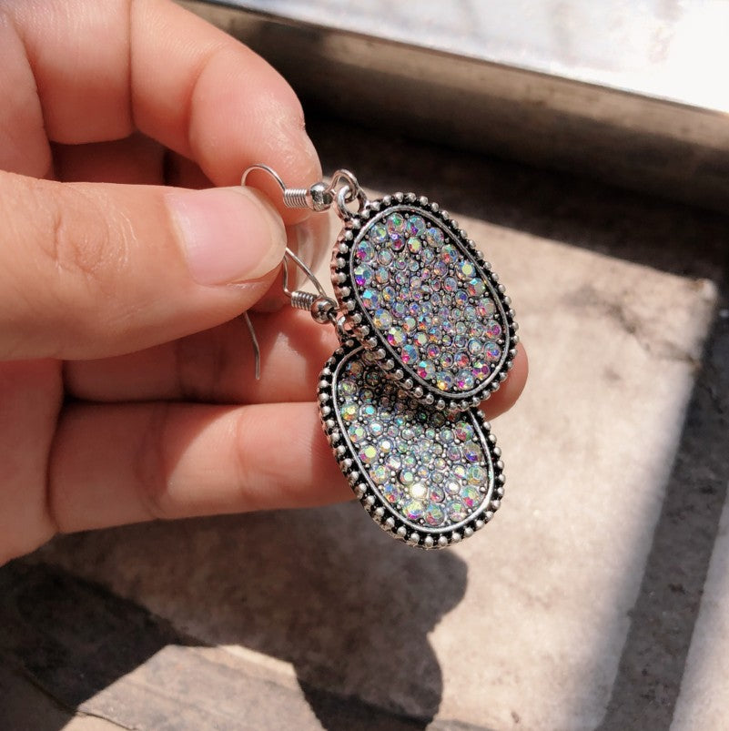 Wholesale  colorful star earrings plated 925 retro full diamond earrings