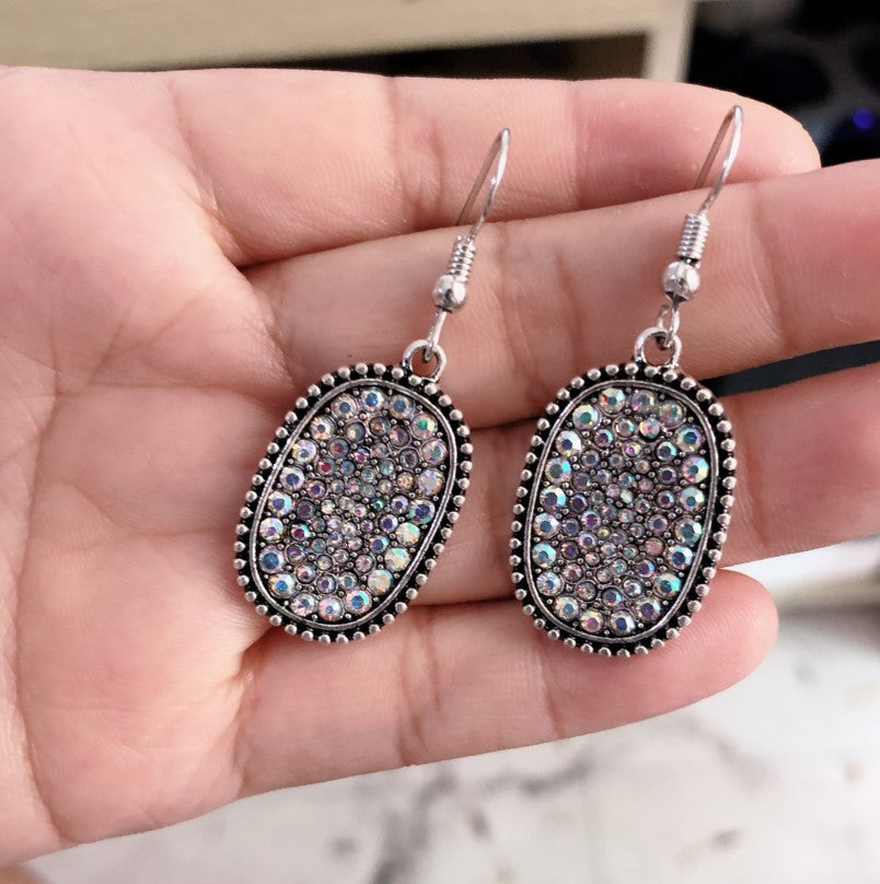 Wholesale  colorful star earrings plated 925 retro full diamond earrings