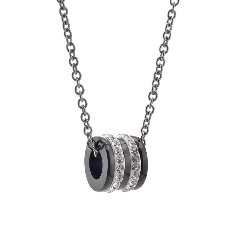 Wholesale Titanium Steel Cylindrical Couple Pendant  Necklace