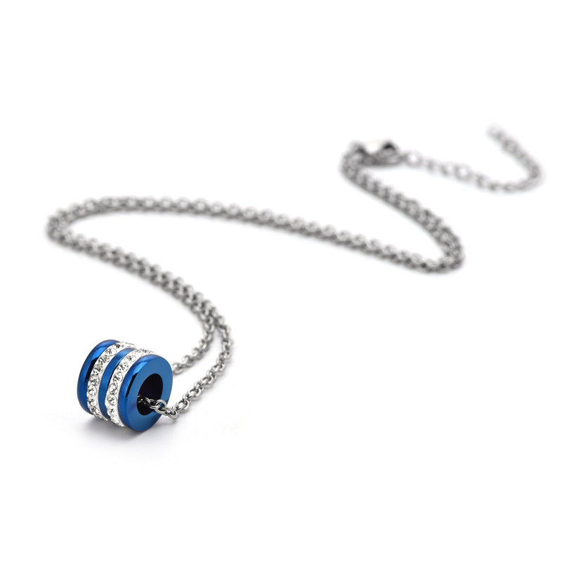 Wholesale Titanium Steel Cylindrical Couple Pendant  Necklace