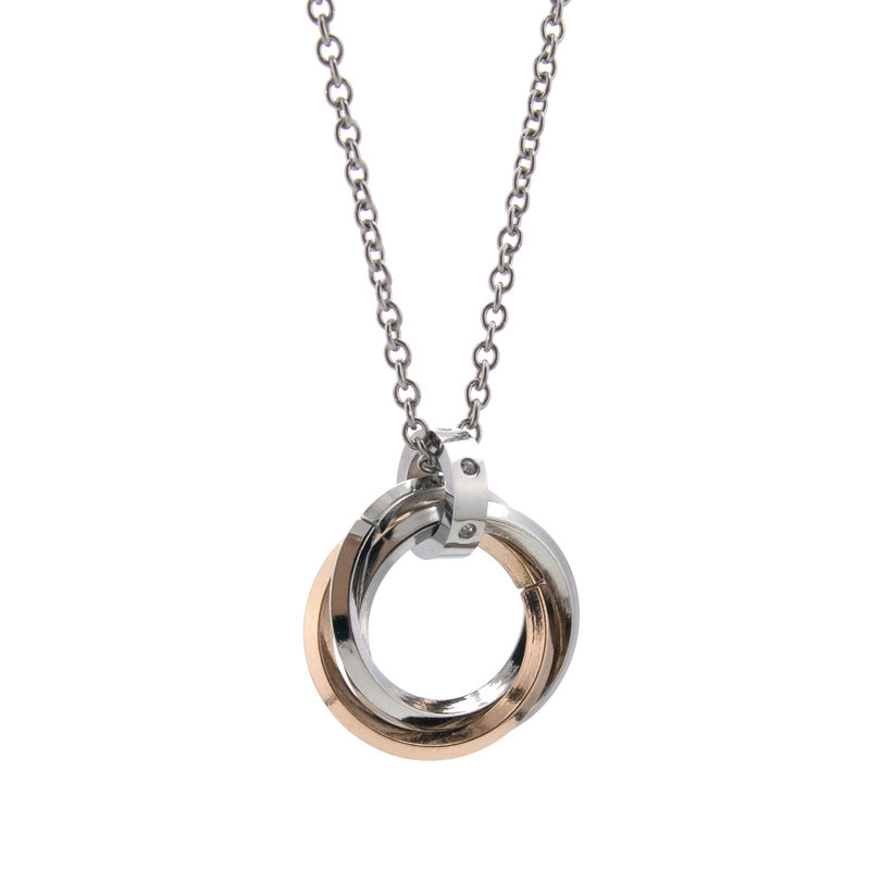 Wholesale Three-Ring Pendant Titanium Steel Necklace