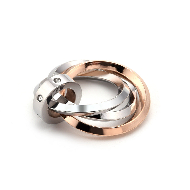 Wholesale Three-Ring Pendant Titanium Steel Necklace