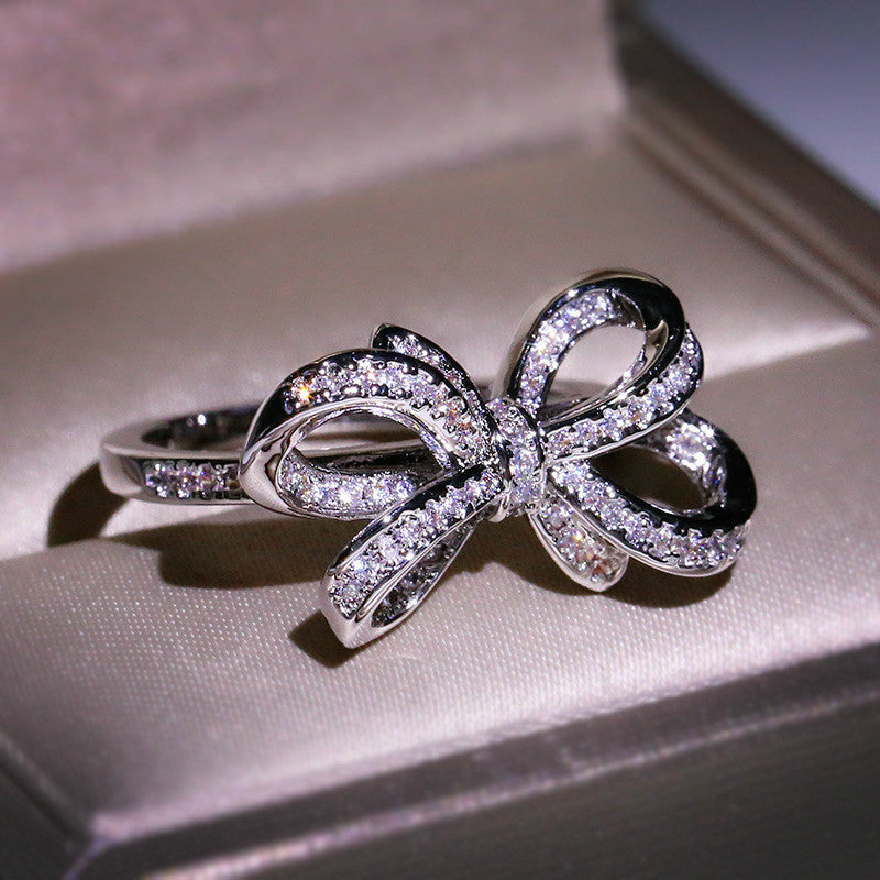 Wholesale full diamond bow ring