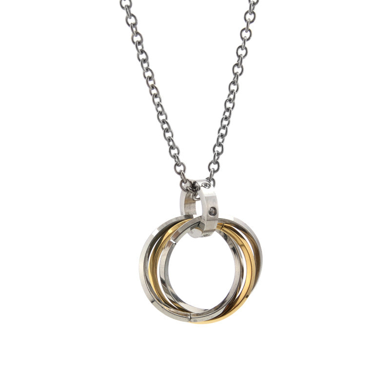 Wholesale Three-Ring Pendant Titanium Steel Necklace