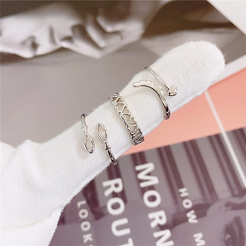 Wholesale 5pcs Silver Plated Non-fading Open Glossy Ring Animal Fox Ring Adjustable Rings ACC-RS-YunXi004