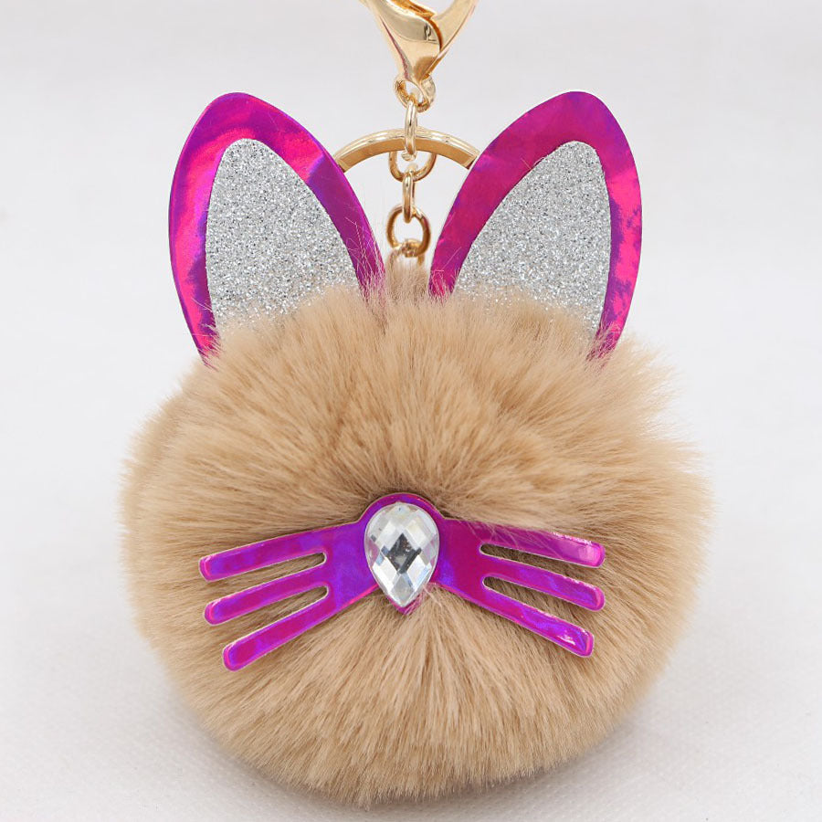 Wholesale Cute Cat Ears Whiskers Plush Doll Keychains ACC-KC-Zuge009