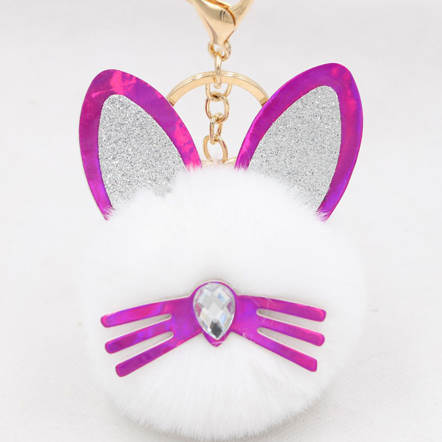 Wholesale Cute Cat Ears Whiskers Plush Doll Keychains ACC-KC-Zuge009