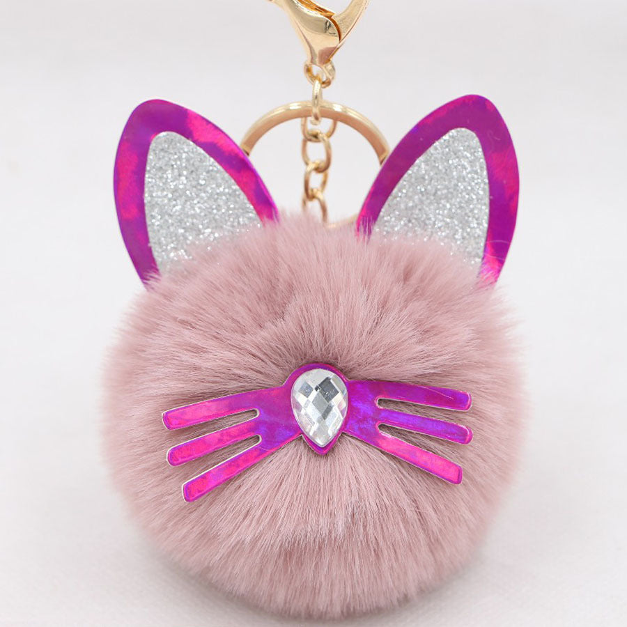 Wholesale Cute Cat Ears Whiskers Plush Doll Keychains ACC-KC-Zuge009