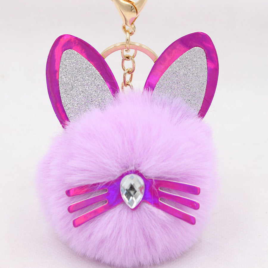Wholesale Cute Cat Ears Whiskers Plush Doll Keychains ACC-KC-Zuge009
