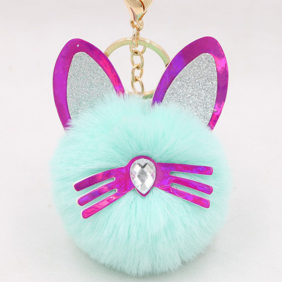 Wholesale Cute Cat Ears Whiskers Plush Doll Keychains ACC-KC-Zuge009