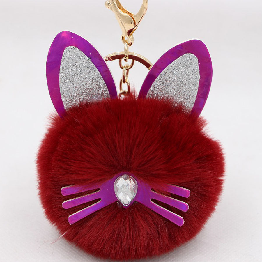 Wholesale Cute Cat Ears Whiskers Plush Doll Keychains ACC-KC-Zuge009