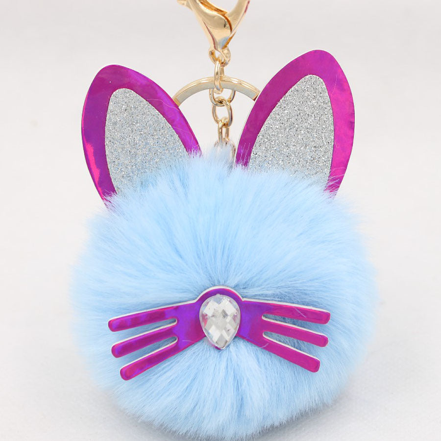 Wholesale Cute Cat Ears Whiskers Plush Doll Keychains ACC-KC-Zuge009
