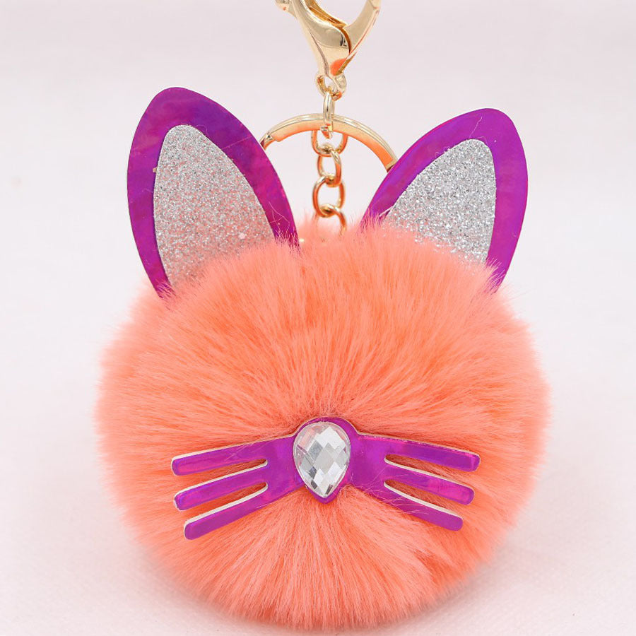 Wholesale Cute Cat Ears Whiskers Plush Doll Keychains ACC-KC-Zuge009
