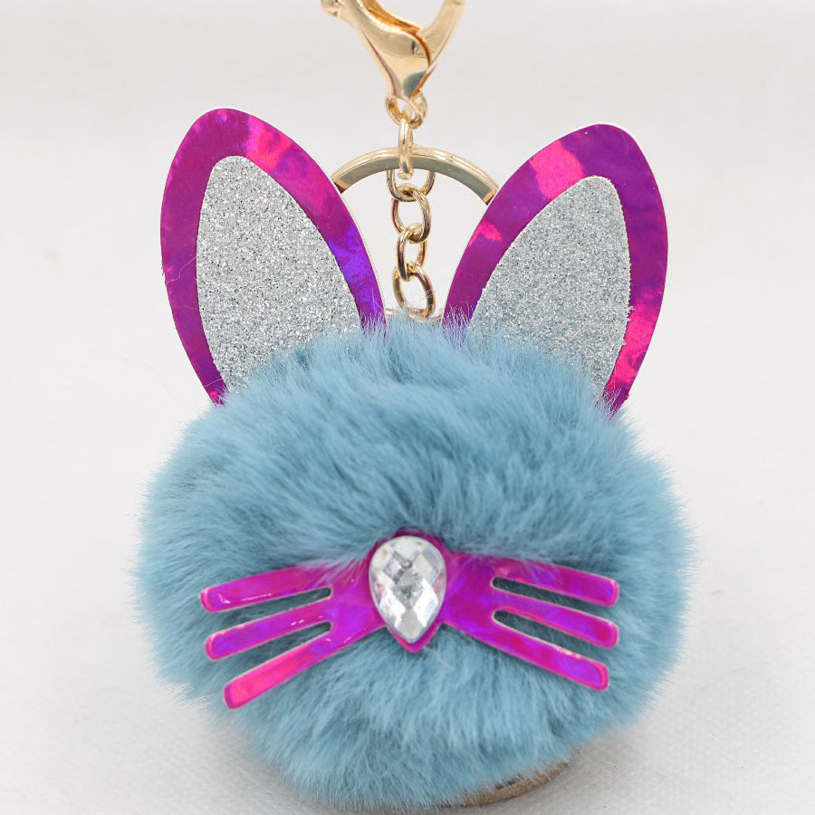Wholesale Cute Cat Ears Whiskers Plush Doll Keychains ACC-KC-Zuge009