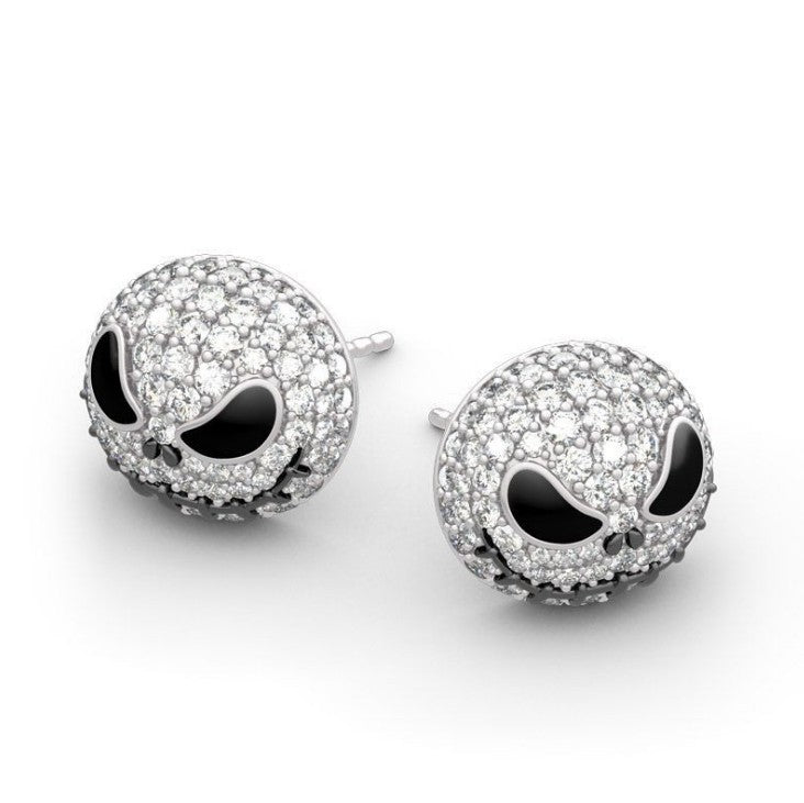 Wholesale Skull Demon Drop Oil Rhinestone Necklace and Earring Set,  Stylish Gothic Fashion Jewelry Accessory