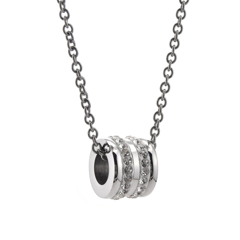 Wholesale Titanium Steel Cylindrical Couple Pendant  Necklace
