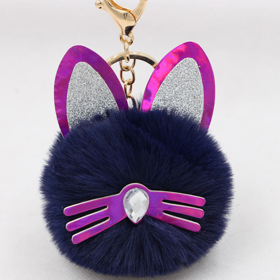 Wholesale Cute Cat Ears Whiskers Plush Doll Keychains ACC-KC-Zuge009