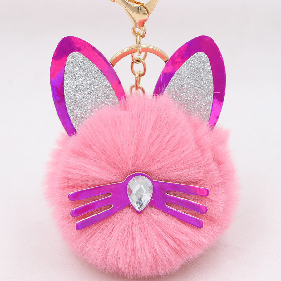 Wholesale Cute Cat Ears Whiskers Plush Doll Keychains ACC-KC-Zuge009